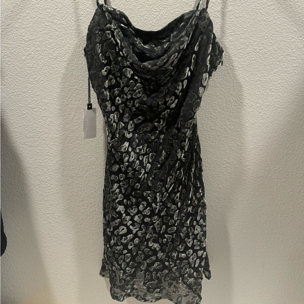 Astr The Label Gabi Leopard Velvet Burnout Cowl Minidress